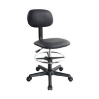 Taburete rodante Regulable en Altura, Taburete Giratorio con reposapiés, Estilo Metal Industrial Moderno, de Cuero PU Negro (Azul) - details 6