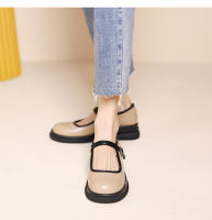 Nuevo Four Seasons Commuter francés boca ligera plataforma tacón zapatos de las mujeres británico pequeño zapatos de cuero - details 12