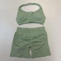 Conjunto de pantalones cortos de entrenamiento de impacto de yoga sin costuras, sujetador deportivo camisola, pantalones cortos, ropa Fiess, gimnasio Tre, 2 piezas. - details 12