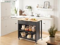 Carrito de Cocina con 2 cajones y 2 estantes, con Tablero Grande, Madera de ingeniería, Blanco, L98 x P58 x H94cm,ES - details 16