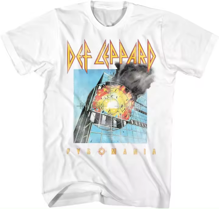 Camiseta para adultos de Heavy Metal Pyromania, camiseta de la banda de Rock en inglés de los 80, 1977 - 1