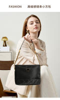 Bolso de cadena de rombo negro, bolso cuadrado pequeño y versátil, bolso de hombro premium portátil, nuevo modelo de mensajero de gran capacidad. - details 0