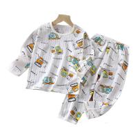 Nuevo Conjunto de ropa de dormir de algodón puro para niños, pijamas finos de manga larga de verano - details 0