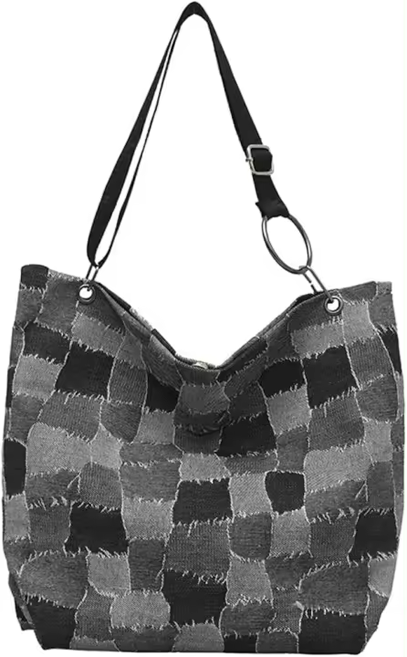 Bolso de hombro elegante para mujer y niña, bolso con rejilla de contraste de color, correa de cadena - 1