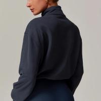 Sudadera con cuello alto y cremallera para mujer, Jersey deportivo holgado informal, ropa de Yoga y gimnasio, adecuada para correr y Fitness - details 4