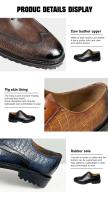 Hombres de cuero marrón de moda, zapatos de hombre transpirables de piel de vaca de capa superior, nuevo estilo cómodo, zapatos de patrón sólido de moda - details 7