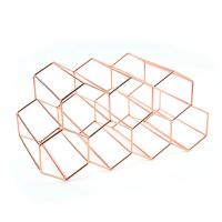 Estante de vino de panal de Metal, soporte de botella de vino Negro de Oro Rosa, estante de almacenamiento hexagonal, exposición de champán, decoración del Hogar - details 4