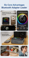 Receptor de Audio con Bluetooth 5,4 y luces de colores RGB, transmisor FM de 3,5mm, AUX, RCA, USB, HIFI, estéreo, música, pantalla LED, adaptador inalámbrico - details 1