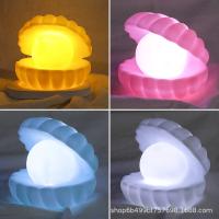 Mini luz de noche con forma de mejillón de perlas de colores, lámpara de concha de dibujos animados, mesita de noche para dormitorio de niña y niño, luz decorativa de escritorio, 1 unidad - details 3