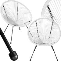 Conjunto de 2 Sillas Jardín Exterior Estilo Acapulco, Conjunto Sillas Terraza de Acero, Resistente a Intemperie, Hilos de Polietileno y Topes en Patas, Hasta 120kg, Interior/Exterior - negro - details 15