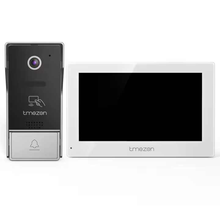 TMEZON Videoportero WiFi 4 Hilos,1080P IP Sistema de intercomunicación con 7 zoll Monitor de Pantalla táctil y Timbre con Cable,Desbloqueo por aplicación/Tarjeta,Instantánea/Grabación,Tuya Smart - 1