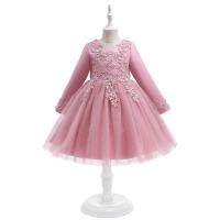 Vestido de noche para niñas con falda abullonada de malla con bordado de estilo nuevo para niños - details 2