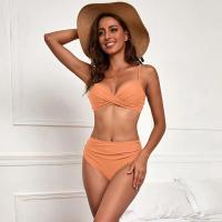 Bikini de Cintura Alta para Mujeres 2025 Conjunto de Baño de Color Sólido Sexy con Halter - details 11
