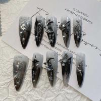 10 UDS parche de mariposa artificial líquido de metal negro punk gótico de imitación de uñas hecho a mano - details 1