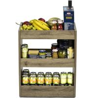 Servicio de cocina, almacenamiento, 2 estantes, 1 cesta de almacenamiento, con ruedas, cocina, sala de estar - Kitchen Wagon CW-005 - Marrón - details 9