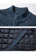 Chaqueta de otoño e invierno ajustada con cuello levantado y cremallera para hombre, chaqueta gruesa y cálida de color sólido, suéter para hombre - details 11