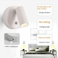 Luz LED de pared portátil, foco recargable por USB, rotación de 360 °, sin cableado, lámpara magnética para dormitorio - details 6