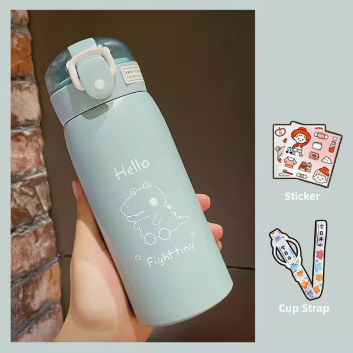 Taza térmica de gran capacidad con aislamiento, botella de agua con pajita, frascos de vacío, 500ml - 1