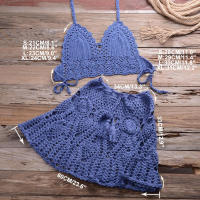Conjunto de bikini de ganchillo para mujer, traje de baño de dos piezas, falda de baño, ropa de playa - details 0