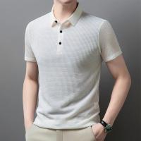 polos hombre manga corta ropa hombre día del padre Nuevos hombres de negocios Casual manga corta hueso flor color sólido POLO camisa moda transpirable cómodo verano versátil top - details 21
