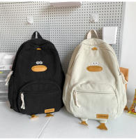 Dibujos animados estilo japonés ins lindo patito mochila femenina de pana informal mochila de campus estudiante universitario de secundaria. - details 14