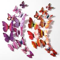 Simulación de decoración del hogar 3D, mariposa de doble cara, pegamento de 12 colores, juego de pegatinas de pared sólidas - details 1