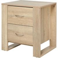 2 Cajones Patas y Base Elevada para Dormitorio Mesa Lateral para Sala de Estar Estilo Moderno 48x39x54 cm Roble - details 0
