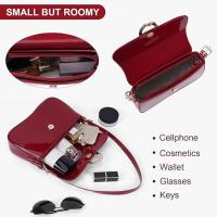 Bolso cruzado retro para mujer Bolso de mano sólido de lujo con correa y solapa, bolso rojo para axila - details 12