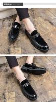 Nuevo Zapatos formales informales de terciopelo estilo francés a la moda color burdeos con remaches de Metal dorado para hombre - details 6