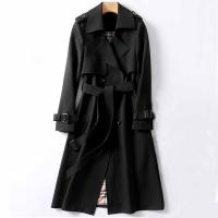 Gabardina de doble botonadura para mujer, abrigo clásico con solapa, abrigo ajustado con cinturón - details 9