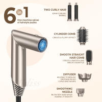 Nuevo peine de aire caliente multifuncional seis en uno secador de pelo plegable rizador peine de peinado automático peine de pelo liso - details 2