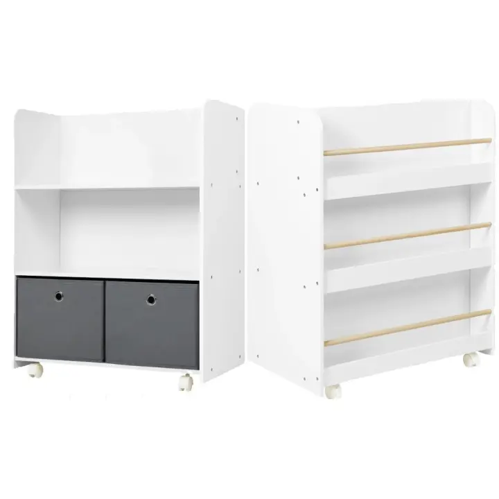 Estante de Libros para Niños con Ruedas Estante de Almacenamiento Multi-Propósito con Cajas - 1