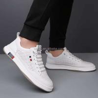 Nuevo traje de cuero formal de diseño italiano, zapatos deportivos informales de fondo plano con cordones negros para hombre, vestido - details 1