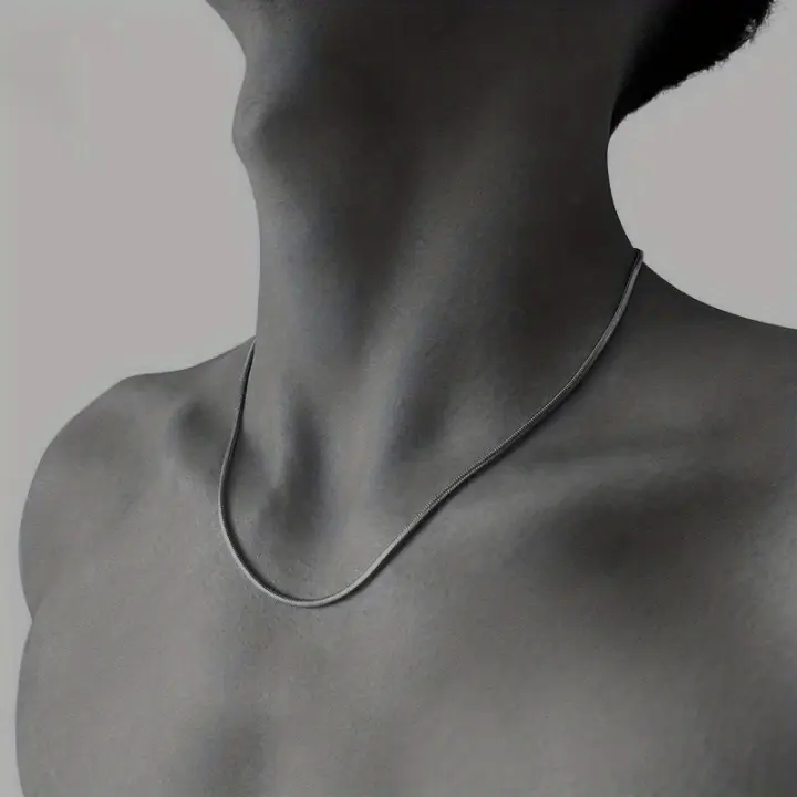 Collar de cadena plateada de acero inoxidable minimalista para hombre, estilo de moda punk, hip hop popular, regalo de joyería - 1