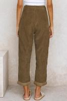 Pantalones holgados de pana de pierna recta para mujer, pantalón liso, Original, cómodo, elástico, coreano, Otoño e Invierno - details 10
