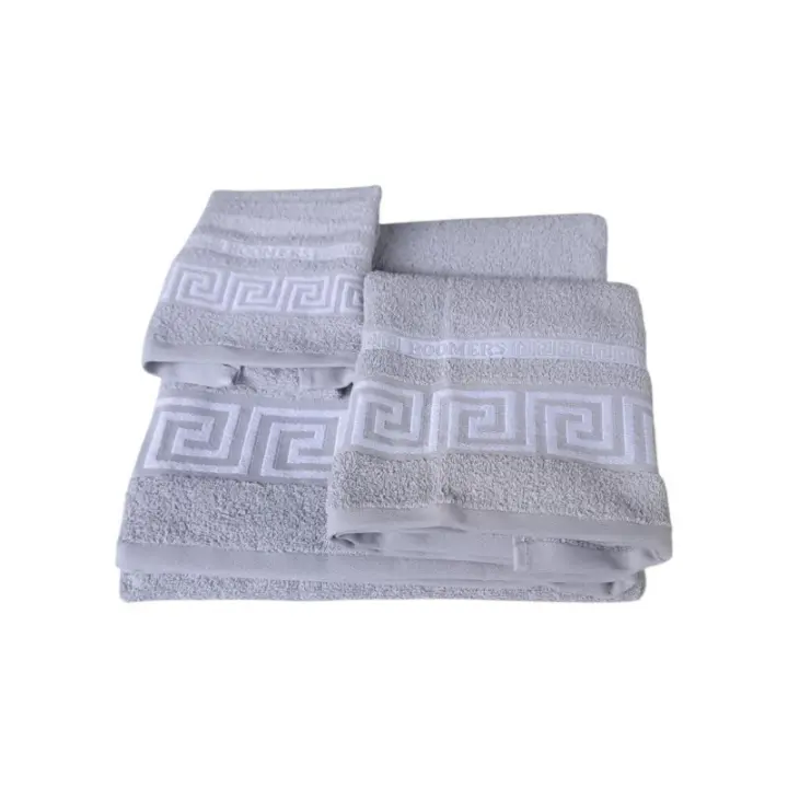Juegos Toallas de baño algodón Portugués 500g de alta calidad set 3 - Simon en Gris Claro gruesas y duraderas - 1