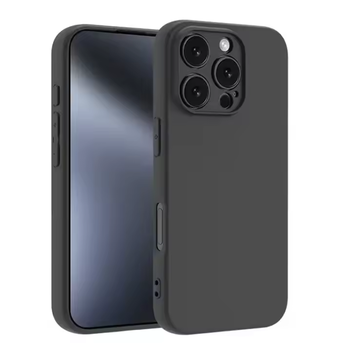 Funda de teléfono mate de silicona negra de lujo para iPhone 11 12 13 14 15 16 Pro Max 15 Plus 12 Mini 16E Xr Xs Max funda trasera suave - 1