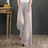 Pantalones de Pierna Ancha de Algodón Lineno Cintura Suelta, Elástica, Estilo Callejero para Mujeres 2023 - details 15