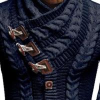 Cardigan de Cuello Alto para Hombres Manga Larga Ajuste Suelto Moda Casual Punto de Lana - details 7