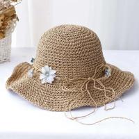 Sombrero de paja hecho a mano estilo cubo de moda sun ral sombrero de ganchillo de sol Multicolor para playa, viajes y vacaciones - details 3