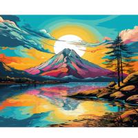 RUOPOTY-Kit de pintura por números para adultos, lienzo moderno al óleo acrílico, puesta de sol, paisaje de plumas, regalo de decoración del hogar, 40x50cm - details 0