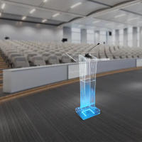 Soporte de podio acrílico con LED transparente, 110 cm, iglesia, atril, gran bandeja de lectura, aula, podio claro, púlpito cristiano - details 0