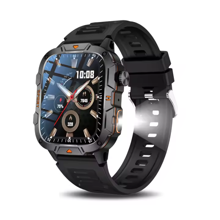 Reloj inteligente para deportes al aire libre 2025, linterna LED resistente al agua IP68, pantalla HD de 1,96 pulgadas, llamada Bluetooth, reloj deportivo para hombre - 1
