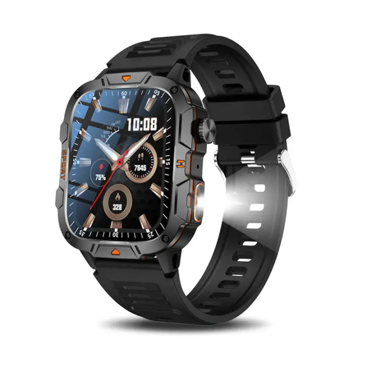 Reloj inteligente para deportes al aire libre 2025, linterna LED resistente al agua IP68, pantalla HD de 1,96 pulgadas, llamada Bluetooth, reloj deportivo para hombre - 1