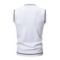 Nuevo Chalecos sin mangas de punto con cuello en V para hombre, jerséis de punto ajustados, suéteres de moda de retales, ropa de calle informal inteligente - details 4