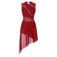 Elegante Traje de Patinaje de Hielo para Mujeres Leotardo de Ballet de Malla Transparente sin Mangas Traje de Baile Lírico Contemporáneo - details 106