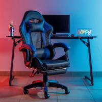 Gaming con Respaldo Ergonómico Inclinable y Altura Ajustable, Silla de Oficina con Soporte Lumbar, Acolchado y Reposapiés Extraíble, Negro, 58x66x114-124 cm - details 30