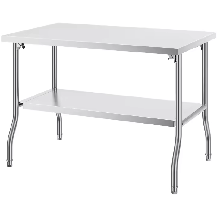 SucceBuy Mesa de preparación comercial plegable, 48 x 30 pulgadas. Mesa de trabajo comercial con estante inferior - 1