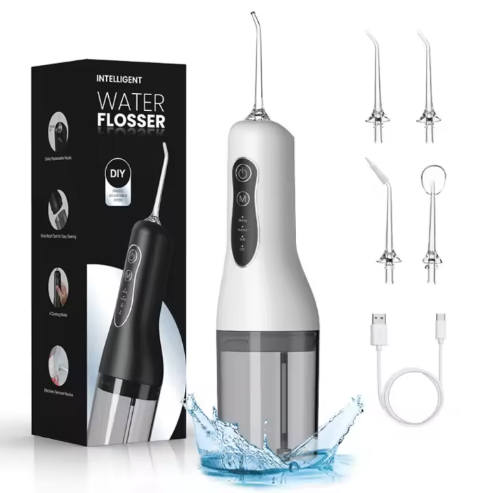 Irrigador Dental Portátil Profesional, 4 Boquillas, 4 Modos, 260 ML, Impermeable IPX7, Recargable por USB - 1