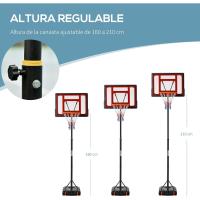 Canasta de baloncesto ajustable de 205-261 cm, aro de baloncesto portátil con soporte de acero, base rellenable y 2 ruedas de transporte para niños y adultos, rojo y negro. - details 2